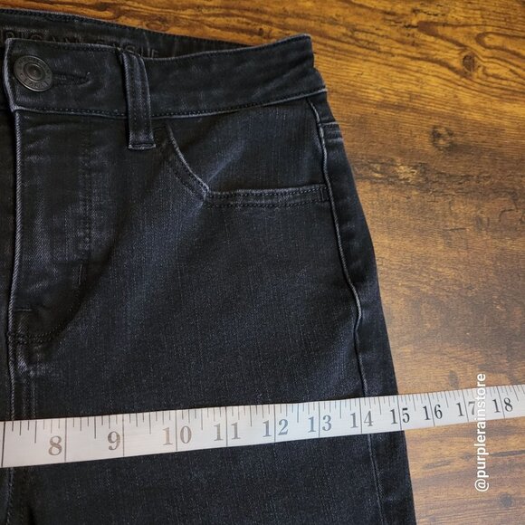 American Eagle Jeans 2 R Dream Jegging Hi Rise Tummy Control Black Wash Denim - Picture 9 of 13